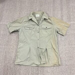 Vintage Abercrombie & Fitch Safari Shirt Women's 16 Beige Button Up 1950s